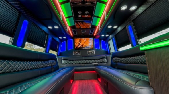meridian party bus rental interior